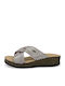 Leather Women's Flat Sandals Gray