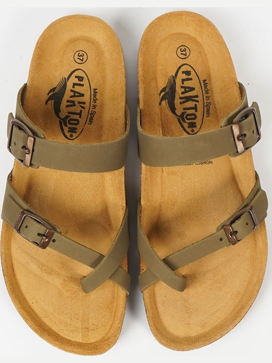 Plakton Leather Women's Anatomic Sandals Green