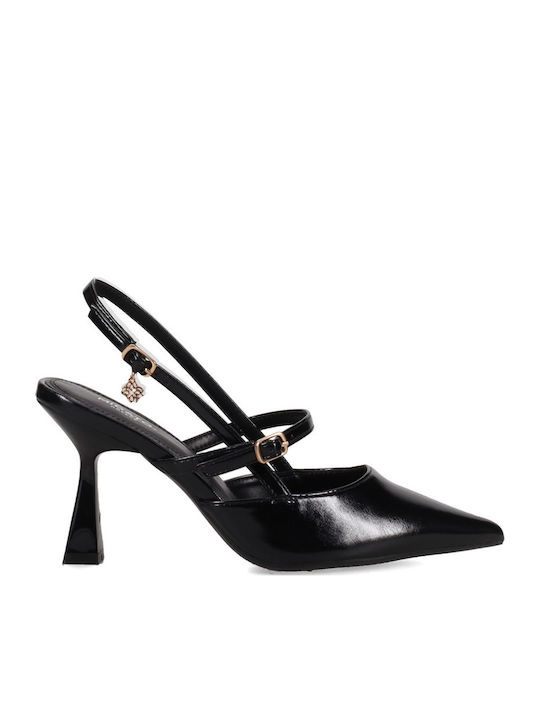 Migato Pointed Toe Heels with Strap Black