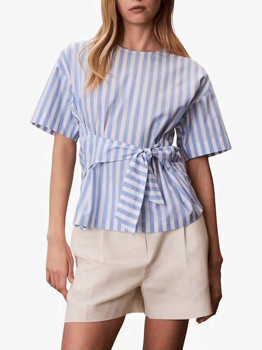 Long Sleeve Women's Shirt Blue Striped