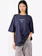 Tricou Crop Oversized Damă Albastru