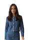 Derpouli Short Women's Waisted Blazer Blue