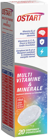 Fiterman Pharma Ostart Multivitamine și Minerale Polivitamină pentru Energie, Întărirea Imunității și Sistemul Nervos Energy 250ml 20 comprimate efervescente