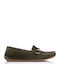 Leather Women's Loafers in Khaki Colour