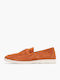 Leather Women's Loafers In Orange Colour