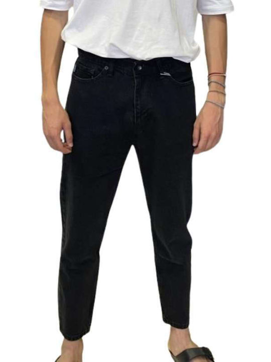 Oscar Denim Men's Cropped Black Jeans Pants