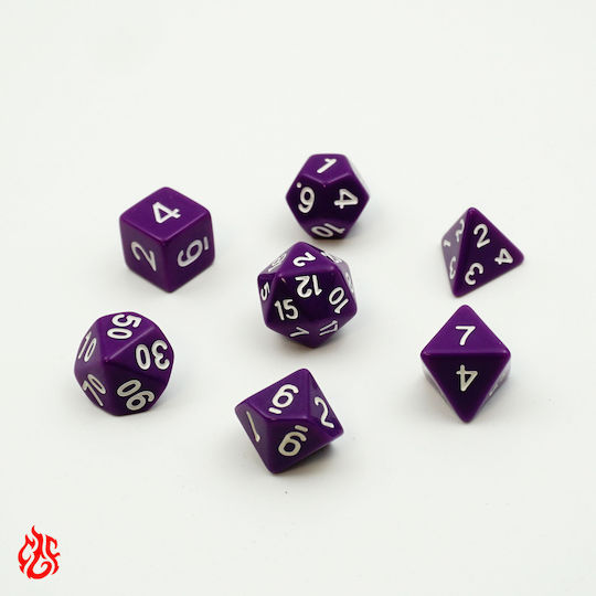 Set Of Matte Purple Dice Pouch Set Of Acrylic Dice RPG Dungeons & Dragons Pathfinder Wargames