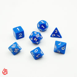 Set of Matte Blue Dice Pouch Set of Acrylic Dice RPG Dungeons & Dragons Pathfinder Wargames