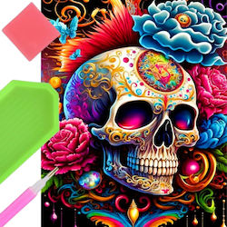 Norimpex Diamond Mosaic Colorful Skull Flowers 30x40cm 2000643