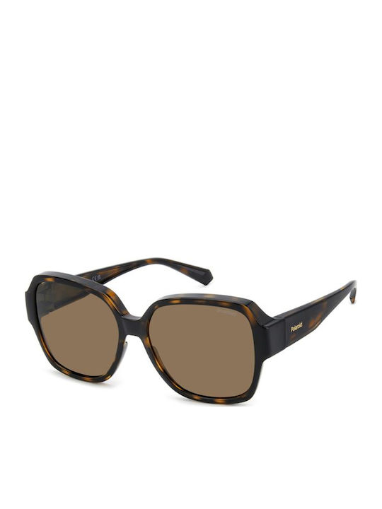 Polaroid Männliche Sonnenbrillen mit Brauner Schildkröten-Fassung und Braunen Gläsern PLD9021/S 086/SP