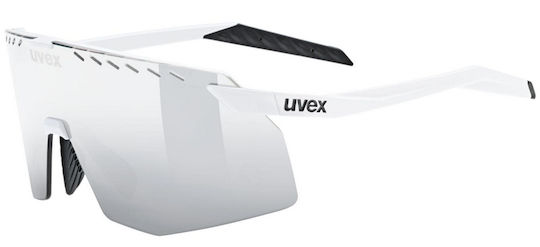 Uvex Cycling Glasses with White Frame and Mirror Polarized Lenses