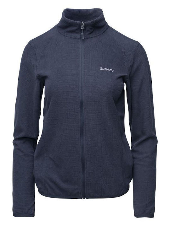 Fleece Women's Cardigan with Zipper in Navy Blue Colour