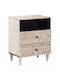 Bedside Table Made of Solid White Wood 50x33x60cm