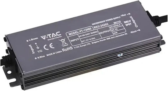 V-TAC Dimmable LED Power Supply Waterproof IP67 Power 60W with Output Voltage 12V