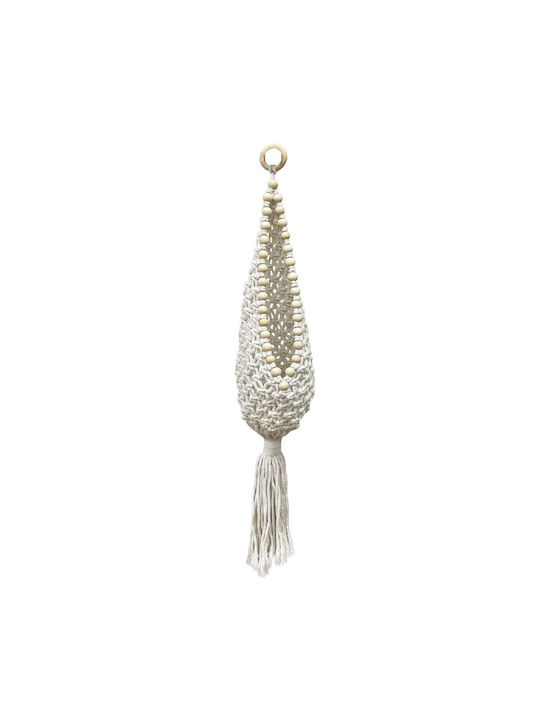 Marhome Macrame Hanging Wall Decor Ecru Fabric 15x75cm