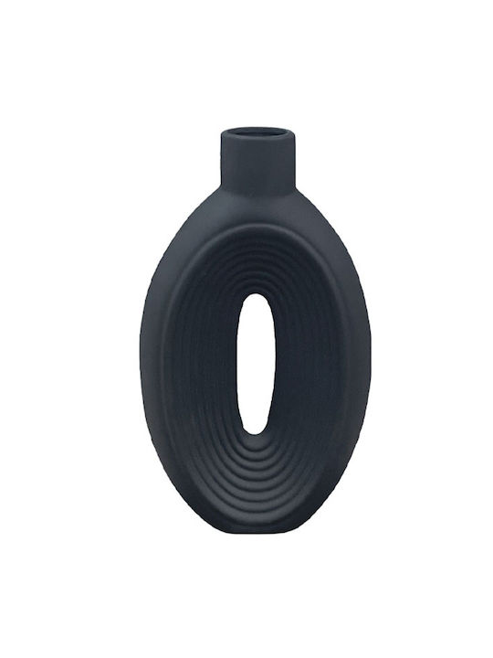 Marhome Keramik Vase Schwarz Oval Mit Abstufungen Und Löchern 18x6.5x30.5cm 30 Stück
