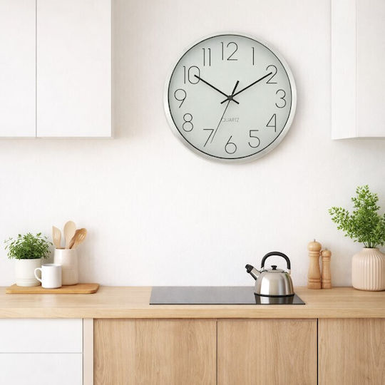 Galifas Metallische Wanduhr Silber Ø25cm