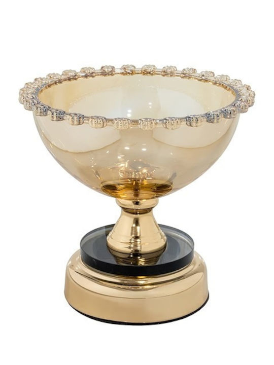 Decorative Glass Bowl With Gold Pedestal 15x14x4cm
