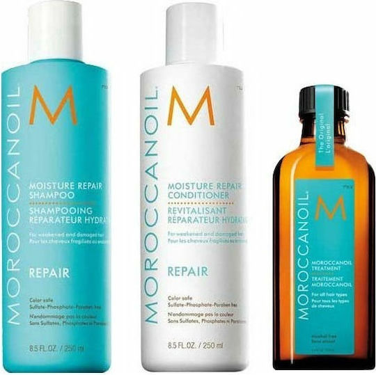 Moroccanoil Moisture Repair Σετ Θεραπείας Μαλλιών για Ταλαιπωρημένα Μαλλιά με Σαμπουάν, Conditioner & Λάδι 3τμχ