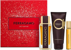 Set Cadou Ferragamo Spicy Leather Pentru Bărbați