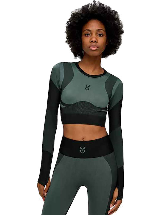 Γυναικείο Crop Top Μακρυμάνικο Πράσινο