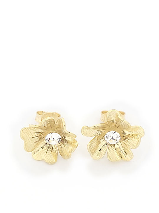 Silver Gold Plated Stud Earrings with Stones