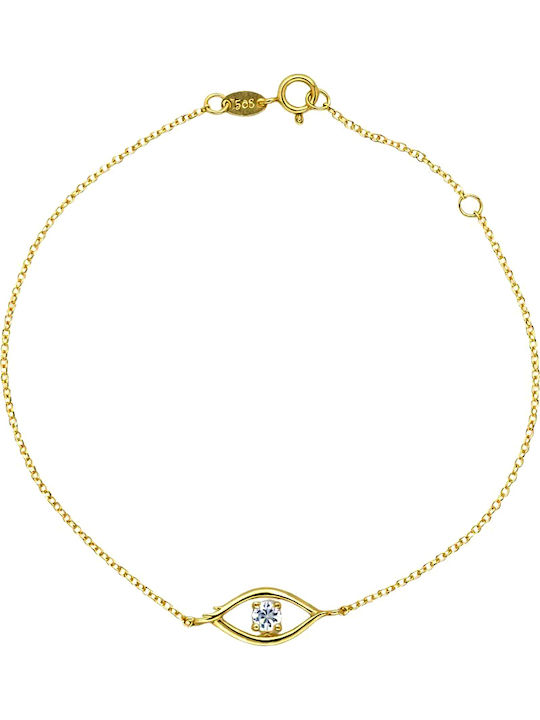 Xrisokosmima Women's Bracelet with Eye Design in 9K Gold with Zircon
