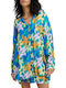 Summer Mini Shirt Dress Agua Flores