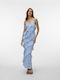 Summer Maxi Evening Dress with Ruffles Light Blue