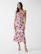 Akilina Summer Midi Dress for Wedding Christening Drape Fuchsia