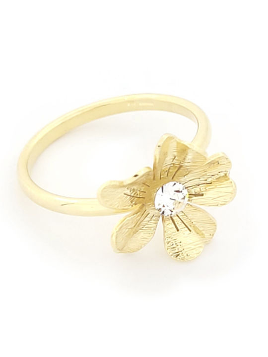 Women's Ring with Zircon from Gold Plated Silver