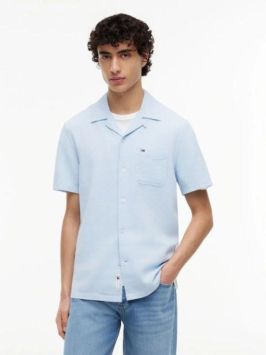 Tommy Hilfiger Short Sleeve Linen Shirt Light Blue