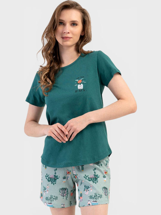 Vienetta Secret Vienetta Secret Damen Schlafanzug Set Sommer Grüne Vienetta Secret Vienetta Secret Damen Schlafanzug Set Sommer Grüne