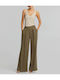 Women's Fabric Trousers in Straight Leg Khaki