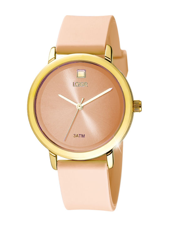Loisir Womens Watch Battery with Beige Rubber Strap