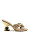 Leder Damen Sandalen Gold