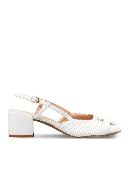 Envie Shoes Heels with Chunky Medium Heel White