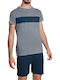 Ogham Sommer Herrenpyjama Bluse Grau Meliert