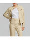 Leather Women's Jacket for Winter Ecru