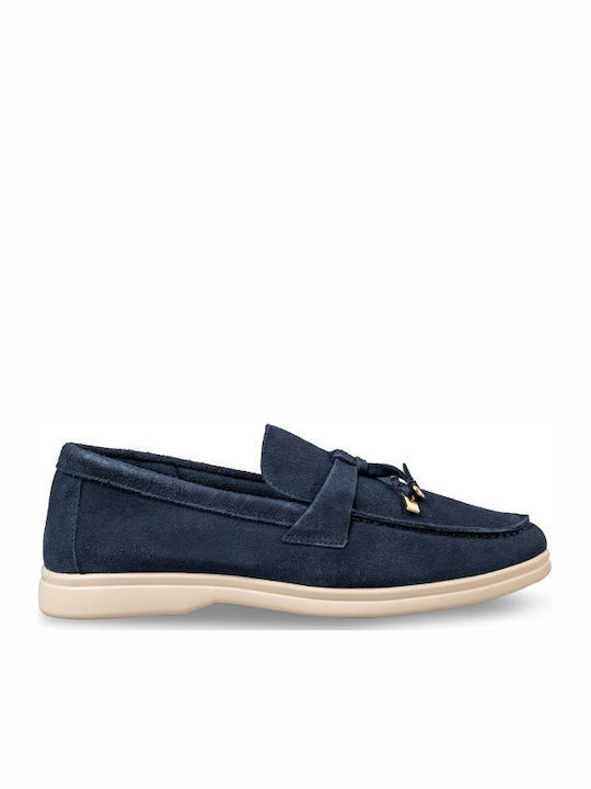 Δερμάτινα Γυναικεία Loafers σε Μπλε Χρώμα