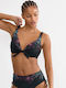 Topuri De Bikini Sutien Floral Negru Summer