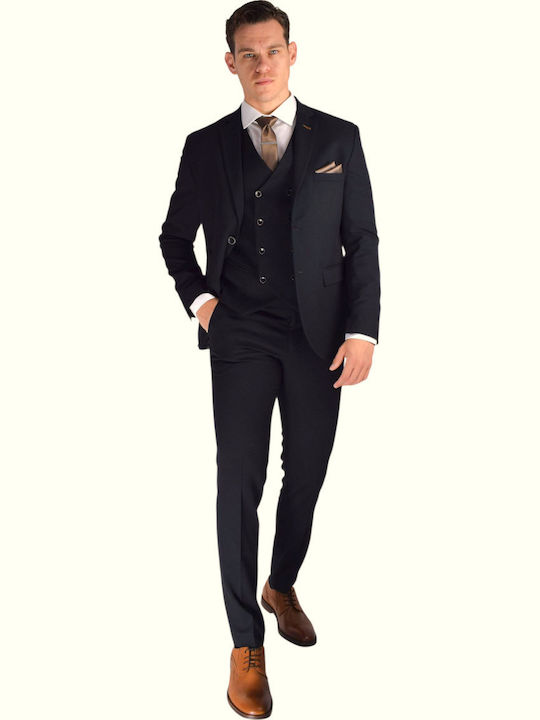 Men's Suit with Vest Black