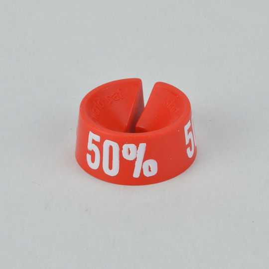 50% Set 25 Stück Preisetiketten Rabattmarkierungen Rote Weiße Prägung 253.029.0013.07