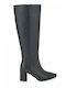 Leather Women's Boots with Medium Heel Black