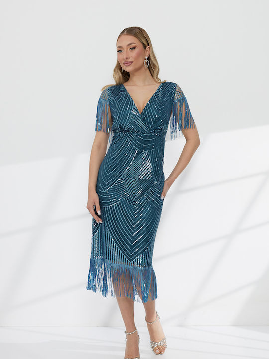 Midi Evening Dress Petrol
