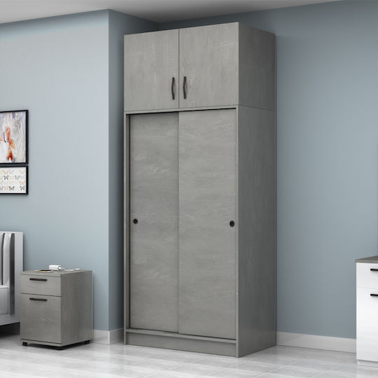 Regio Doppeltür Kleiderschrank Schieben mit Loft 100x60x240cm Grau Schiefer Regio Doppeltür Kleiderschrank Schieben mit Loft 100x60x240cm Grau Schiefer