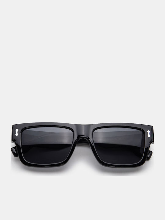 Luigi Unisex Γυαλιά Ηλίου με Μαύρο Σκελετό και Μαύρο Φακό