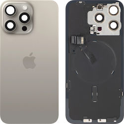 Κάλυμμα Μπαταρίας Apple Iphone 15 Pro Max Μπεζ Φυσικό Τιτάνιο Ανταλλαγής