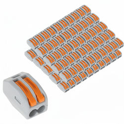 Set 100 Quick Connectors Quick Lever Terminal Blocks Electrical Installations 2 Pins Type 222-412 Onuvio
