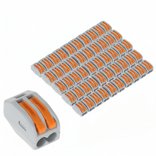 Set 50 Conectori Rapizi Cu Manetă Blocuri Terminale Rapide Pentru Instalații Electrice 2 Pini Tip 222-412 Onuvio